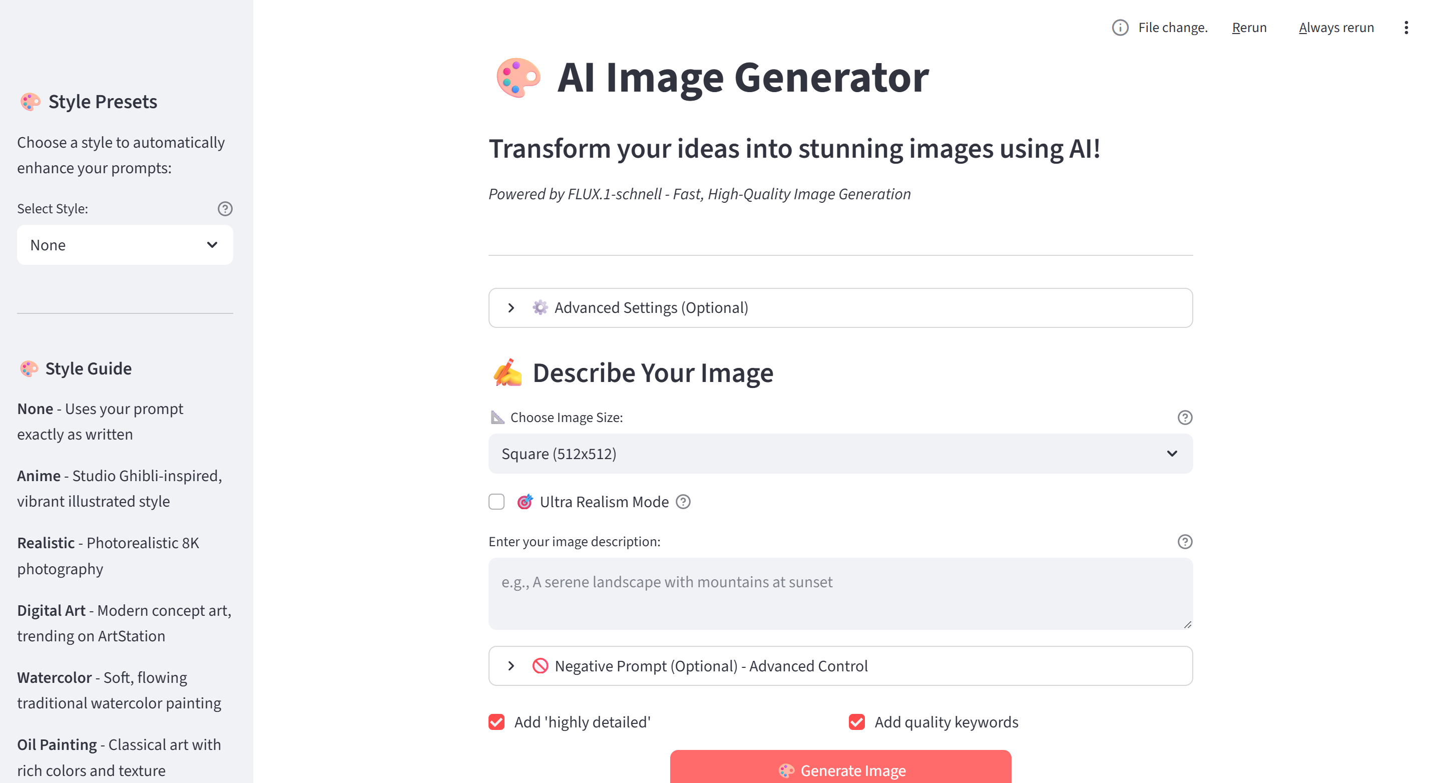 AI Image Generator Screenshot